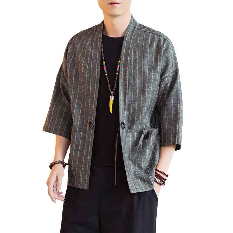 21春季新款风条纹七分袖男士开衫D554P60,男装夹克,星座312B-2