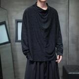 2025春季破洞做旧暗黑风堆堆领风长袖T恤D945P65，男装民族服装，星座312B-2