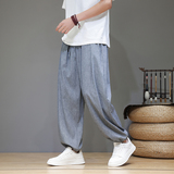 春季棉麻休闲裤男长裤子风复古加肥大码宽松束脚裤潮D922P70，男装休闲裤，星座312B-2