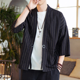 21春季新款风条纹七分袖男士开衫D554P60，男装夹克，星座312B-2