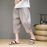 2023夏季男士杂色七分裤宽松棉麻风休闲裤D829P60，男装休闲裤，星座312B-2