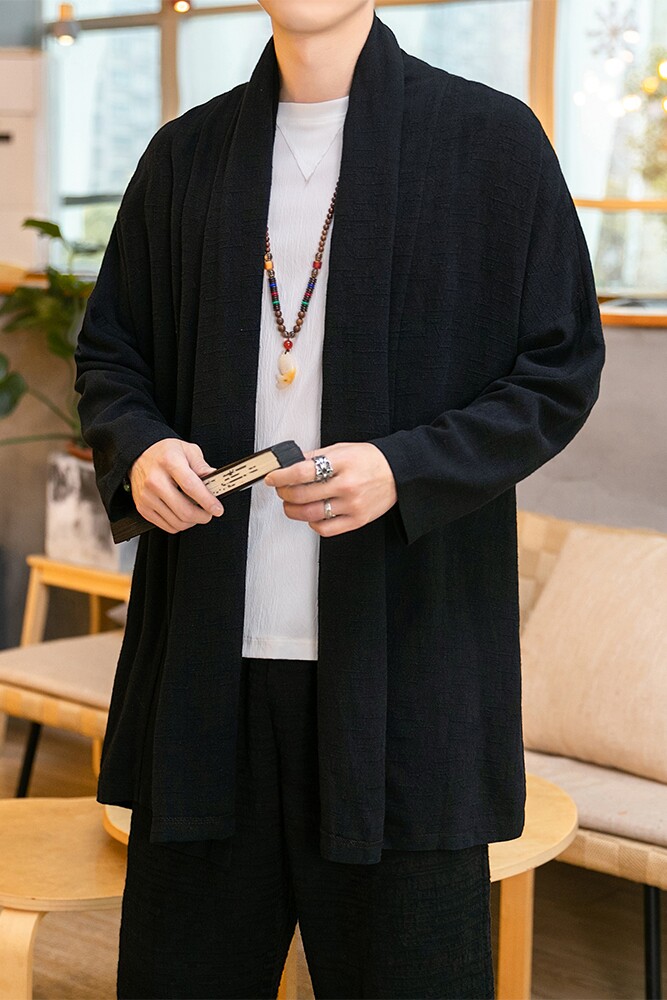 春季风开衫低调立体细纹亚麻长袖开衫披风男外套春衣D609P90,男装风衣,星座312B-2