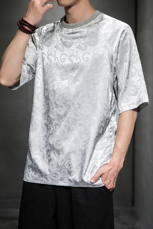 2023夏季新款圆领男款防龙纹提花T恤D651P45,男装T恤,星座312B-2