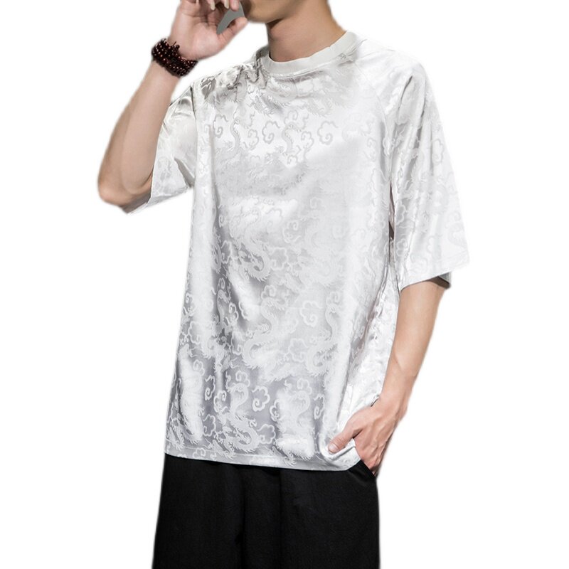 2023夏季新款圆领男款防龙纹提花T恤D651P45,男装T恤,星座312B-2