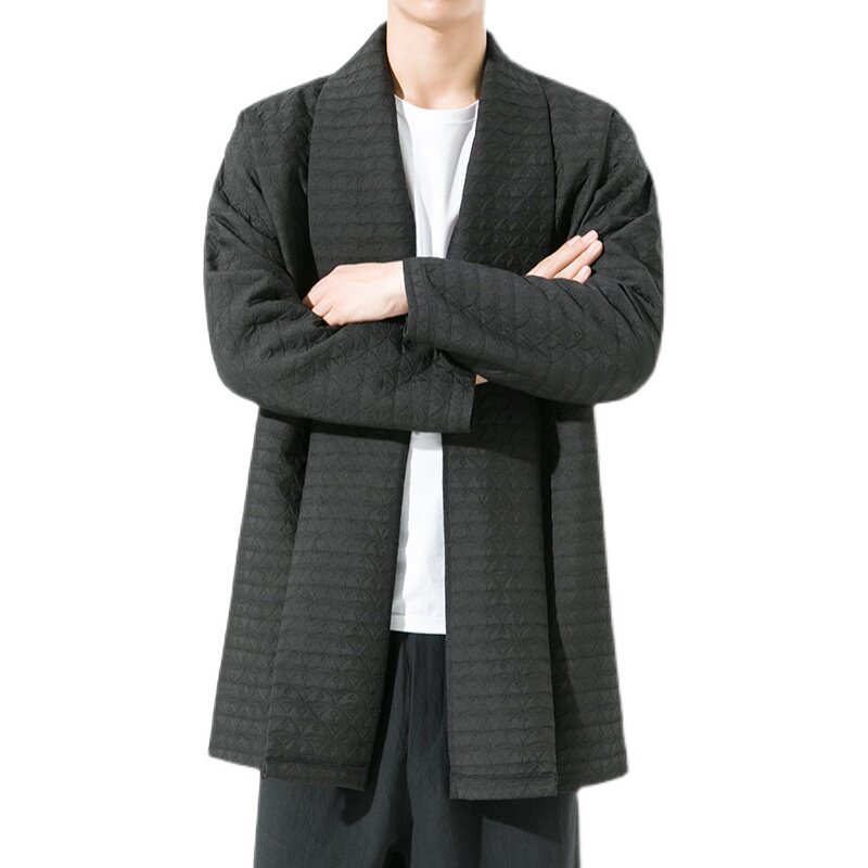 2023秋冬新款风汉服开衫夹棉提花男风衣男士披风外套D804P100,男装风衣,星座312B-2