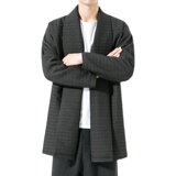 2023秋冬新款风汉服开衫夹棉提花男风衣男士披风外套D804P100，男装风衣，星座312B-2