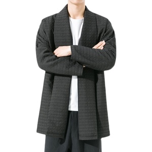 2023秋冬新款风汉服开衫夹棉提花男风衣男士披风外套D804P100图片