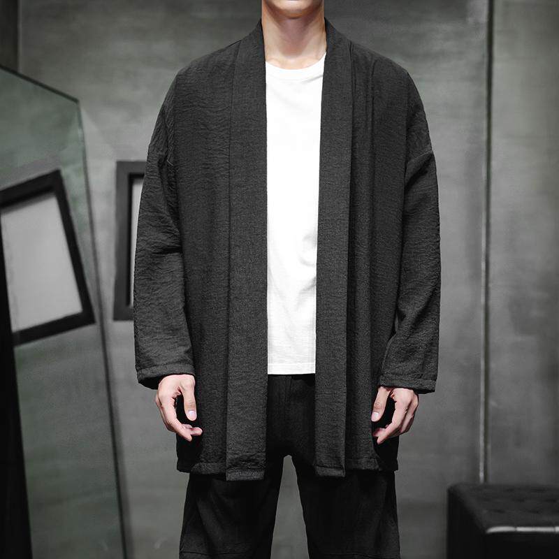 春季外套男士中长款风衣汉服披风风禅服开衫宽松道袍D948P70图片