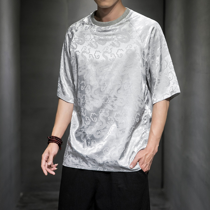 2023夏季新款圆领男款防龙纹提花T恤D651P45,男装T恤,星座312B-2