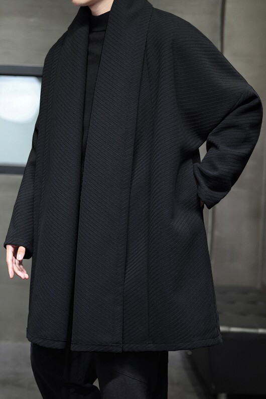 2025冬季风开衫低调立体斜纹长袖披风男外套呢大衣D909P135,男装毛呢大衣,星座312B-2