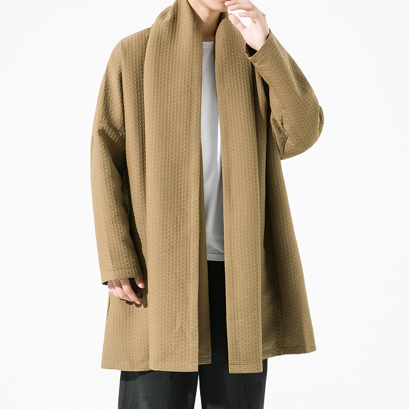 2023秋冬新款风加厚夹棉提花无扣开衫外套汉服风衣D802P135,男装风衣,星座312B-2