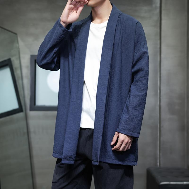 春季外套男士中长款风衣汉服披风风禅服开衫宽松道袍D948P70，男装民族服装，星座312B-2