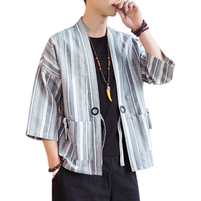 21春季新款中国风条纹七分袖男士开衫D553P60,男装夹克,星座312B-2