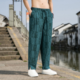 2023春夏季新款男士提花长裤宽松棉麻风休闲裤D832P65，男装休闲裤，星座312B-2