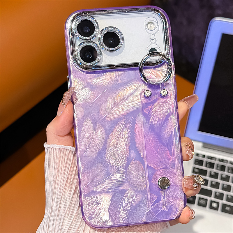 网红羽毛腕带适用三星s25ultra手机壳全包镜头S24+PLUS高级感s23U手腕带galaxy指环扣a17可支架A56A36a55外壳