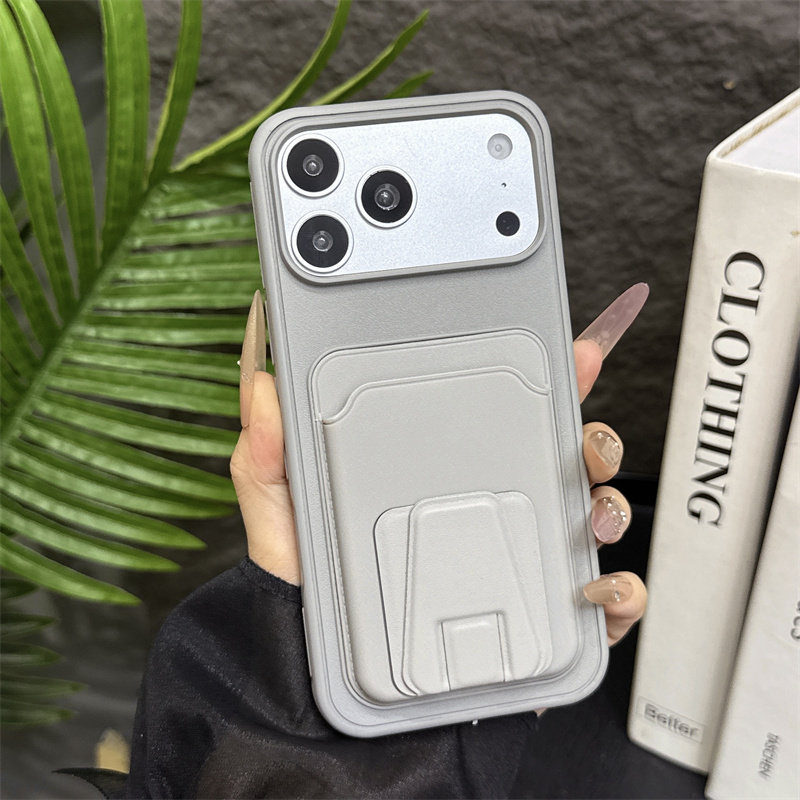 折叠卡包支架一体适用苹果18promax手机壳可插卡17pm放卡片iPhone16plus装卡15pro卡夹套14por收纳包ip13新款