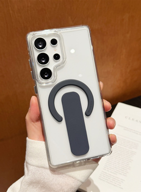 新款透明磁吸适用三星S26Ultra手机壳s25+腕带指环Galaxy s24plus高级女防摔带支架S25U小众男透明不发黄外壳