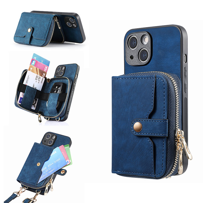 拉链零钱包适用苹果15手机壳16plus卡包一体iphone14promax斜挎可背13挂绳12卡套11便携XR收纳xs大容量保护壳