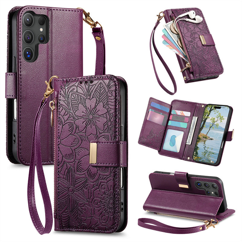 适用三星GalaxyS25ultra手机壳S24+plus斜挎S23uitra带挂绳fe全包防摔A17\16保护套a56新款a36零钱包Edge外壳