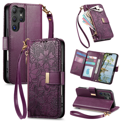 适用三星GalaxyS25ultra手机壳S24+plus斜挎S23uitra带挂绳fe全包防摔A17\16保护套a56新款a36零钱包Edge外壳