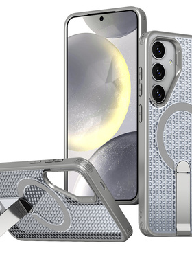 冰感网孔透气散热适用三星s25ultra手机壳透明磁吸Galaxys24+plus支架s23U超薄高级uitra防指纹s25十磨砂外壳