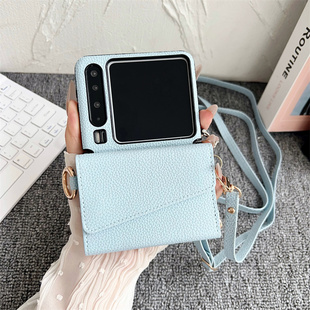 卡包挂绳适用华为PuraX手机壳可背斜挎折叠屏保护套华为puraX典藏版卡套多卡位证件收纳包钱包带镜子指环外壳