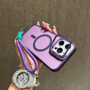 带防丢手绳带适用苹果17promax手机壳16e磁吸充电iPhone15plus高级感14pm新款13mini支架一体12手腕带i11防摔