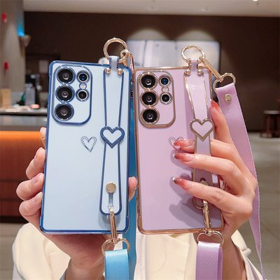 手腕带斜挎适用三星s25ultra手机壳S24FE指环扣23+plus带挂绳22U肩带A16可背A56背带A36套A55A54A53A52保护壳