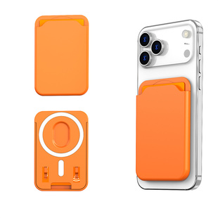新款橙色滑盖式磁吸卡包适用苹果17promax手机16plus超薄卡套15吸附背面14透明卡夹13pm可放卡片便携证件收纳