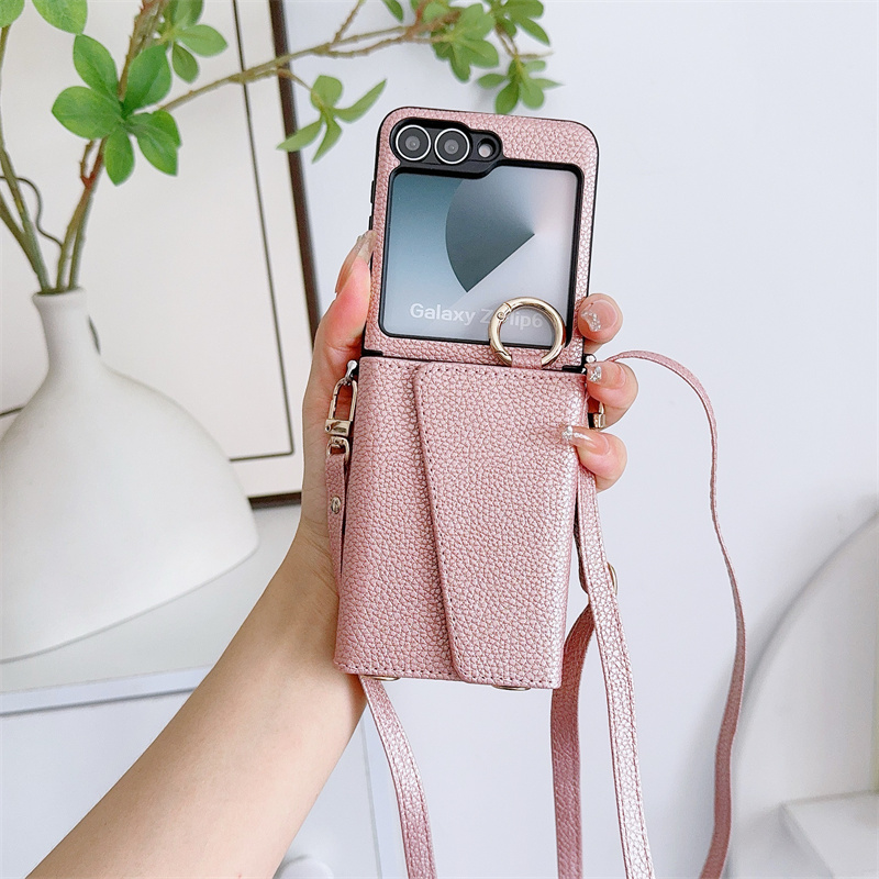 高级斜挎卡包适用三星Galaxy Z Flip6手机壳Flip5折叠屏保护套flip4指环扣Flip7挂绳可背w24flip肩带镜子外壳