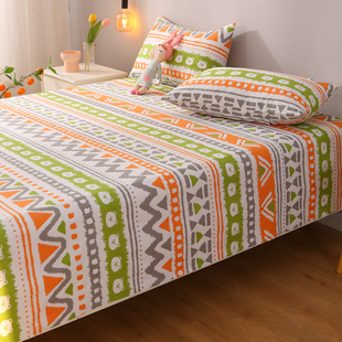 高档提花 纯棉加厚床单单件单双人老粗布被单简约小清新ins风