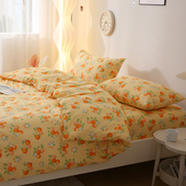 温暖柠檬 小清新水果纯棉床单单件被套枕套秋冬100全棉床品1.51.8