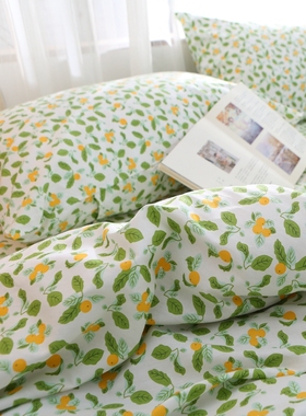 初夏味道 治愈系小清新绿色ins纯棉被套单件150x200x230全棉被罩