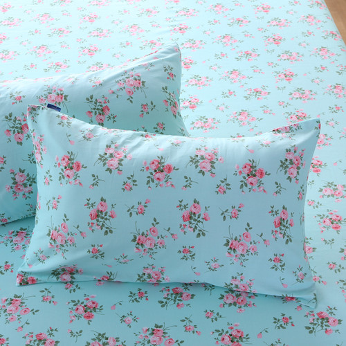 秋冬田园风小碎花枕套斜纹绿色