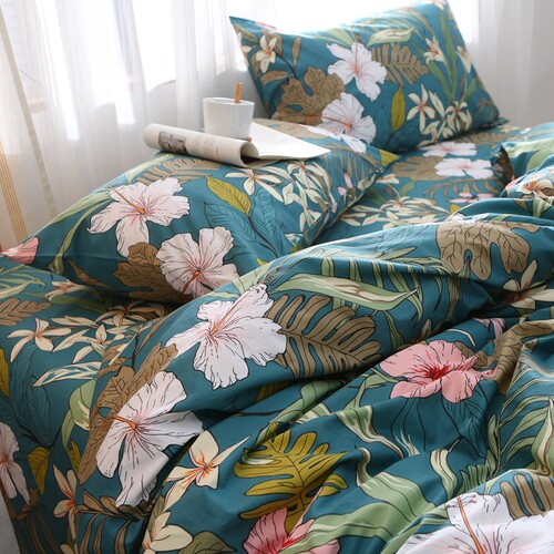 美式风大花朵秋冬加厚款纯棉被套