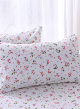 枕套 纯棉 一对全棉白底小碎花单人学生枕头套一只装成人大号4874