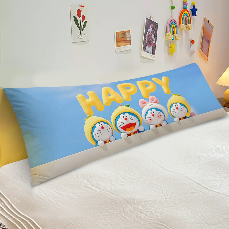 卡通哆啦a梦双人长条枕头情侣抱枕睡觉夹腿可拆洗靠枕套床头靠垫