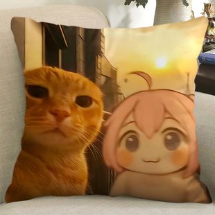 Doro跟圆头耄耋猫猫哈基米表情包抱枕定制可爱卡通猫靠垫玩偶礼物