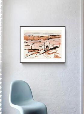 北欧客厅装饰画欧式风景卧室挂画现代简约小众艺术餐厅墙壁摆件画