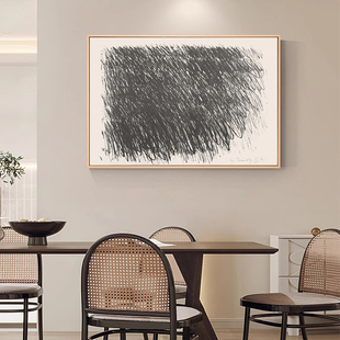 北欧客厅装饰画抽象线条托姆布雷黑白画餐厅挂画书房办公室墙壁画