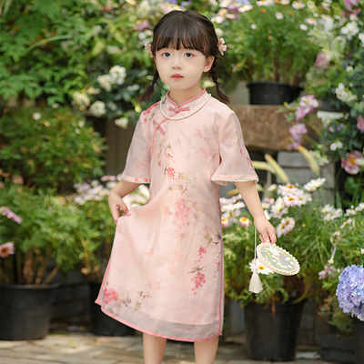 旗袍裙女童汉服连衣裙夏季2025新款儿童新中式改良旗袍国风连衣裙