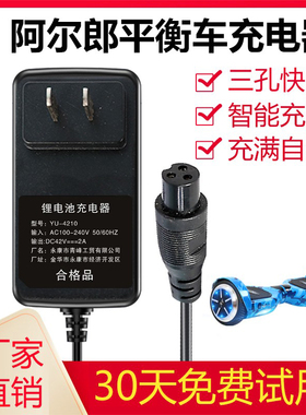 阿尔郎电动平衡车充电器三孔头通用充电线36V圆头领奥左拉配件全