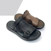 爸爸鞋 杰豪男鞋 一脚蹬 新款 舒适凉拖鞋 真皮软底沙滩凉鞋 男2025夏季