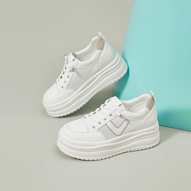 杰豪女鞋真皮厚底小白鞋2025夏季新款休闲板鞋舒适透气运动鞋正品,女鞋,时尚休闲鞋,淘宝优惠券,粉丝福利购,淘宝优惠卷