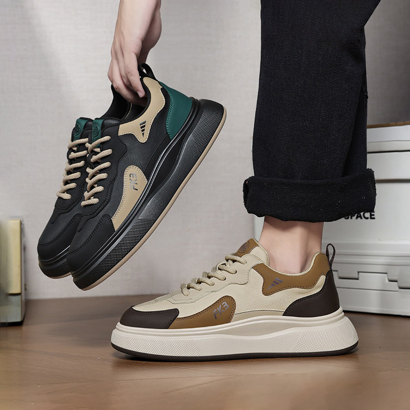 杰豪男鞋真皮加绒休闲板鞋男2025冬季新款舒适百搭运动鞋专柜正品