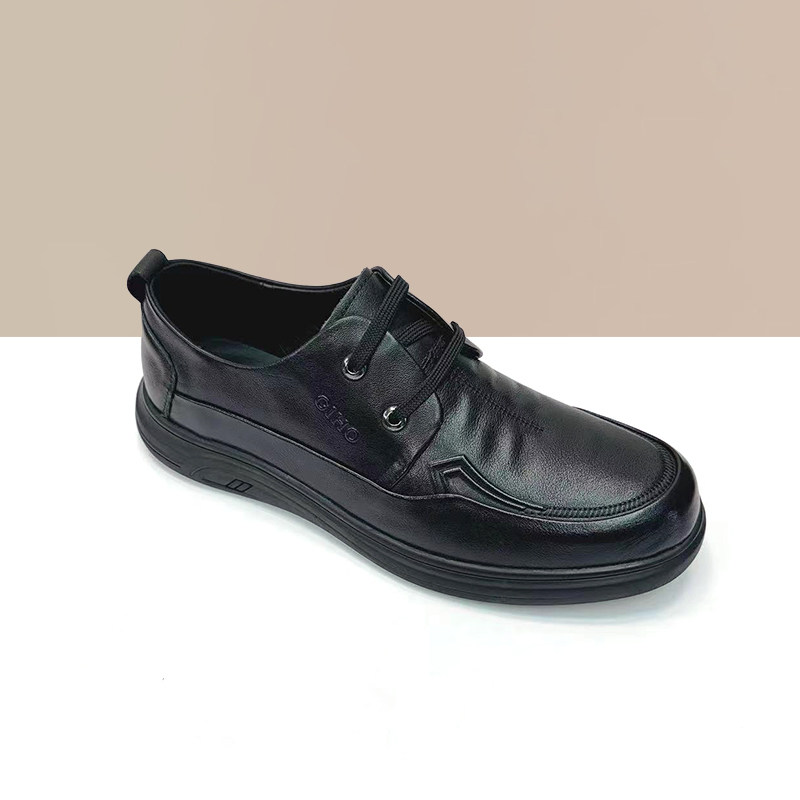 杰豪男鞋真皮休闲皮鞋2024新款舒适单鞋系带中老年爸爸鞋软底软面,流行男鞋,休闲皮鞋,淘宝优惠券,粉丝福利购,淘宝优惠卷