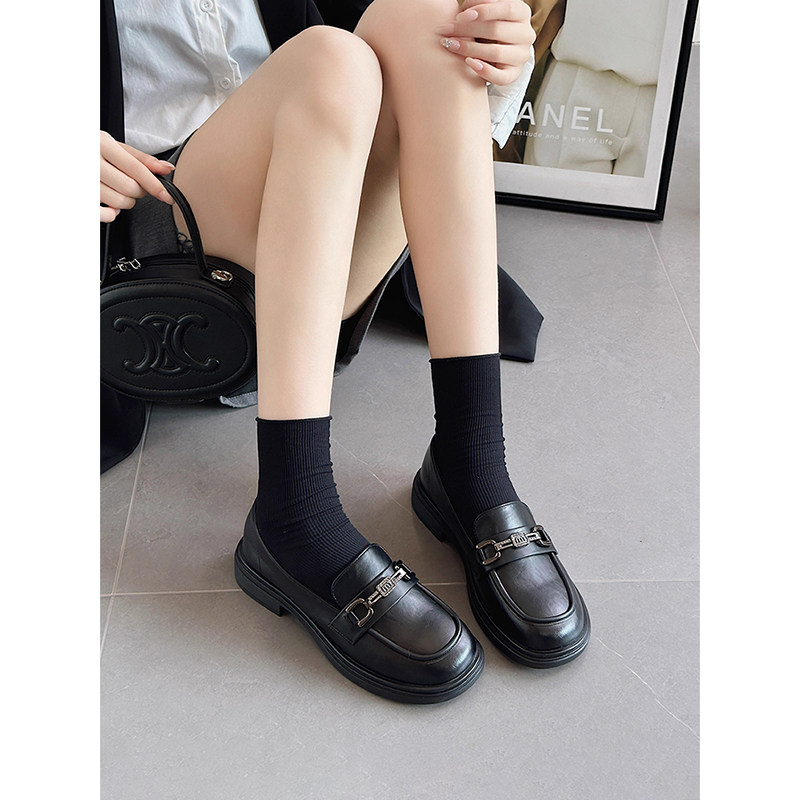 杰豪女鞋2025新款英伦风小皮鞋真皮乐福鞋女小单鞋一脚蹬软底软面,女鞋,浅口单鞋,淘宝优惠券,粉丝福利购,淘宝优惠卷