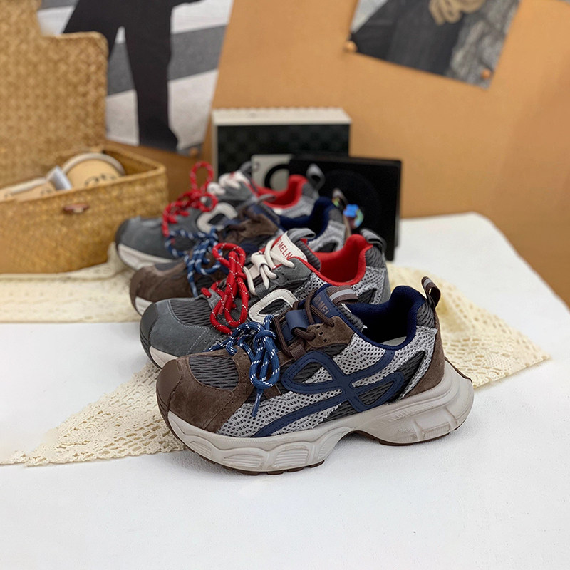 杰豪女鞋真皮老爹鞋女2025新款加绒厚底休闲运动鞋舒适跑步鞋正品