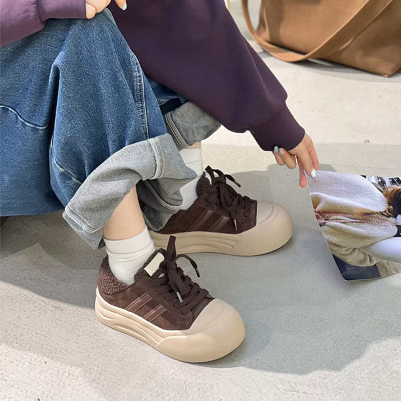 杰豪女鞋真皮加绒运动休闲鞋女2025秋冬季新款棉鞋韩版ins潮正品