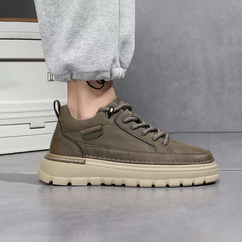 杰豪男鞋真皮加绒工装板鞋男2025冬季新款运动休闲鞋舒适百搭正品